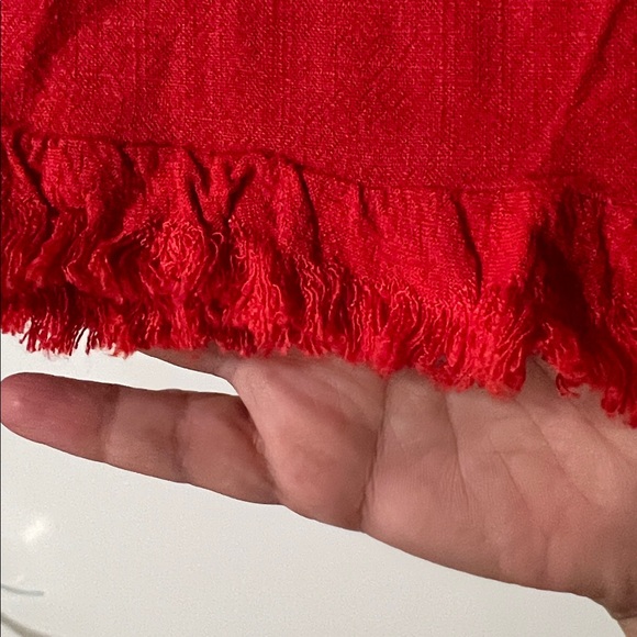 Umgee XL Red/Orange Embroidered Ruffle Sleeve Raw Hem Short Sleeve Top NWT - Picture 4 of 6